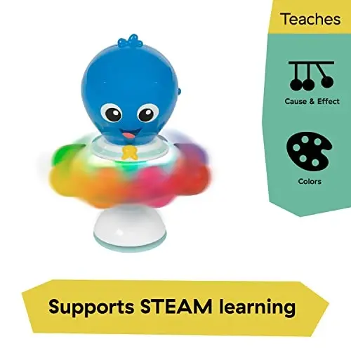 Baby Einstein Ocean Explorers Opus Spin & Sea Suction Toy for Highchair, Lights & Vibrant Colors, Ages 3 Months and up - 4