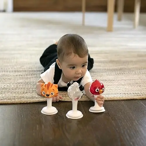 Baby Einstein Rattle & Jingle Trio High Chair Suction Toys Take-Along Musical Rattle Set Age 6 Months +, Multicolor, 3 Count - 2