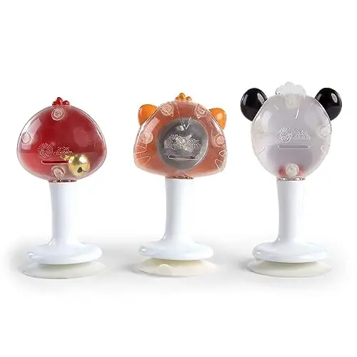 Baby Einstein Rattle & Jingle Trio High Chair Suction Toys Take-Along Musical Rattle Set Age 6 Months +, Multicolor, 3 Count - 3
