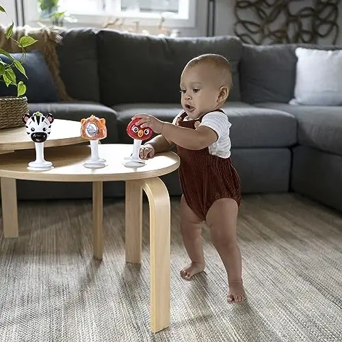 Baby Einstein Rattle & Jingle Trio High Chair Suction Toys Take-Along Musical Rattle Set Age 6 Months +, Multicolor, 3 Count - 4