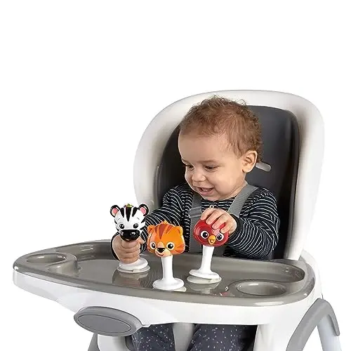 Baby Einstein Rattle & Jingle Trio High Chair Suction Toys Take-Along Musical Rattle Set Age 6 Months +, Multicolor, 3 Count - 6