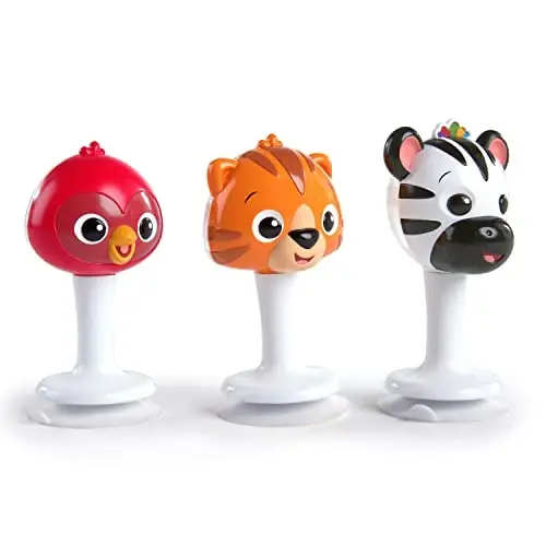 Baby Einstein Rattle & Jingle Trio High Chair Suction Toys Take-Along Musical Rattle Set Yoshi 6 Oylik +, Multicolor, 3 Count - 1