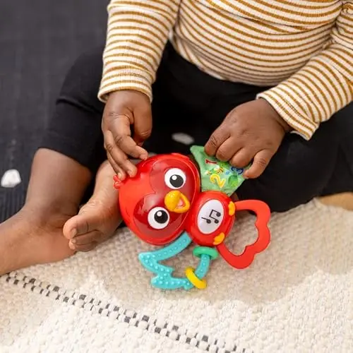Baby Einstein Roxys Bright Flight Musiqiy chaqaloq o'yinchoq va tishlagich, 10 dan ortiq kuylar bilan haqiqiy qush ovozlarini chiqaradi, Multisensorli, 3 oylik va undan katta yoshdagilar uchun - 5