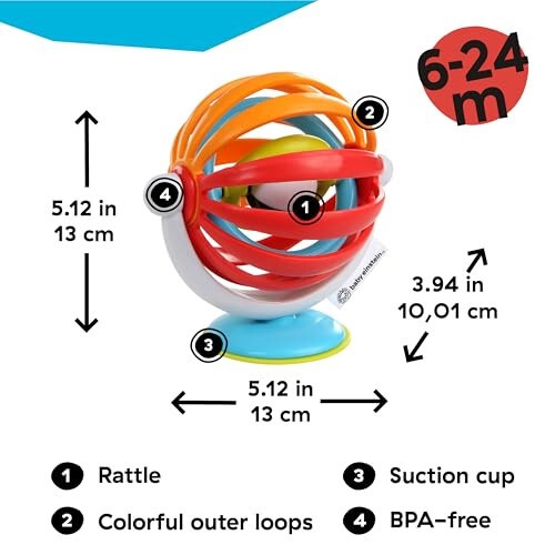 Baby Einstein Sticky Spinner BPA-free High Chair Activity Toy, Ages 3 Months+ - 6
