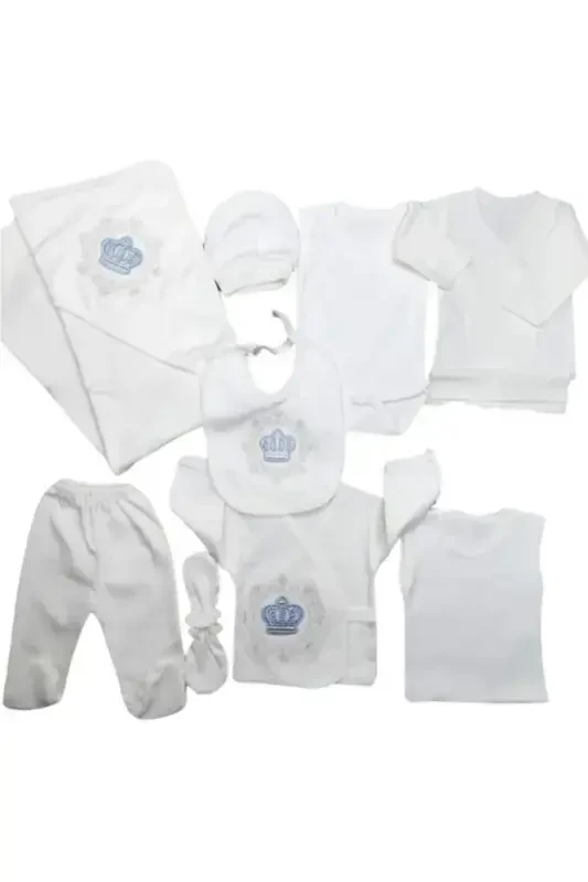 Baby Embroidered Stone 11 Piece Newborn Hospital Discharge Onesie Set - BOMBINOO
