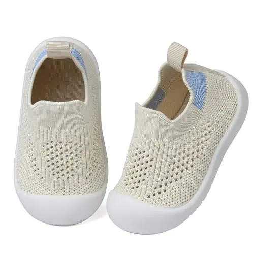 Baby First Walking Shoes Toddler Infant Boys Girls Baby Sneakers Breathable Non-Slip Indoor Floor Baby Sock Slipper with Soft Sole Cotton Mesh 