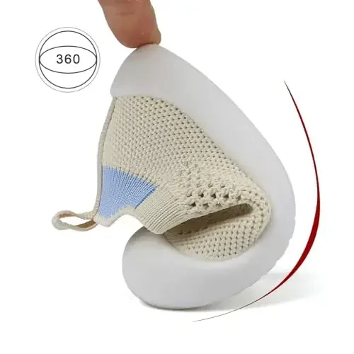 Baby First Walking Shoes Toddler Infant Boys Girls Baby Sneakers Breathable Non-Slip Indoor Floor Baby Sock Slipper with Soft Sole Cotton Mesh - 6