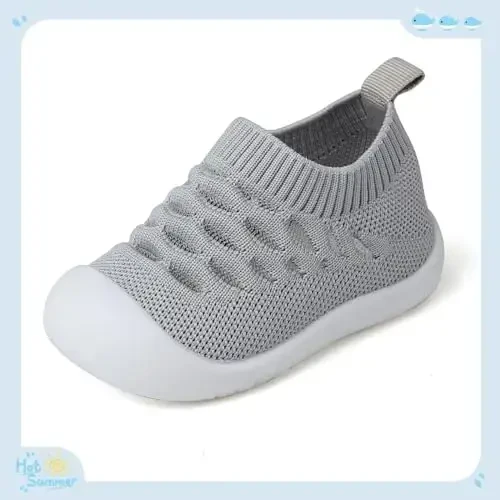 Baby First Walking Shoes Toddler Infant Boys Girls Baby Sneakers Breathable Non-Slip Indoor Floor Baby Sock Slipper with Soft Sole Cotton Mesh - 2