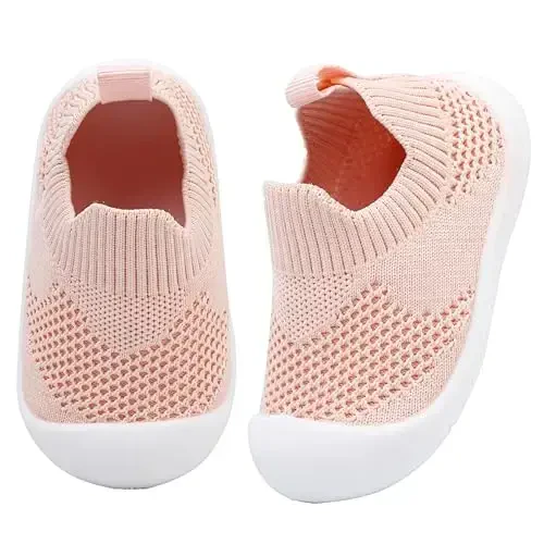Baby First Walking Shoes Toddler Infant Boys Girls Baby Sneakers Breathable Non-Slip Indoor Floor Baby Sock Slipper with Soft Sole Cotton Mesh - 1