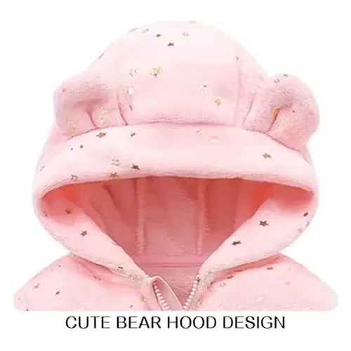 Baby Fleece Jumpsuit 0-3 Oylik Chaqaloq Ayiq Qor Kostyumi Yangi Tug'ilgan Romper Issiq Palto uchun - 2