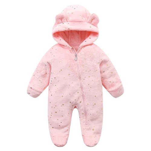 Baby Fleece Jumpsuit for 0-3 Months Infant Bear Snowsuit Newborn Romper Warm Coat - 1