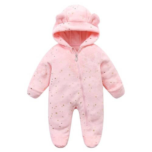 Baby Fleece Jumpsuit for 0-3 Months Infant Bear Snowsuit Newborn Romper Warm Coat - 1