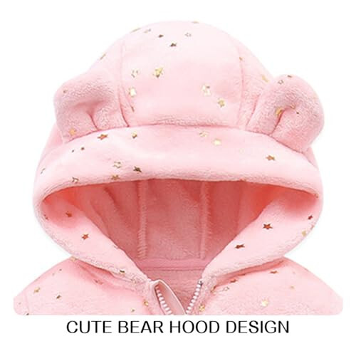 Baby Fleece Jumpsuit for 0-3 Months Infant Bear Snowsuit Newborn Romper Warm Coat - 2