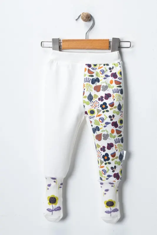 Baby Floral Sock Pants-ecru - 1