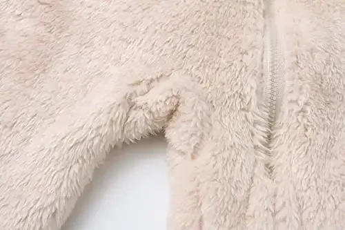 Baby Fluffy Jumpsuit Hooded Fleece Rompers Long Sleeve Zipper Onesie Outwear - 6