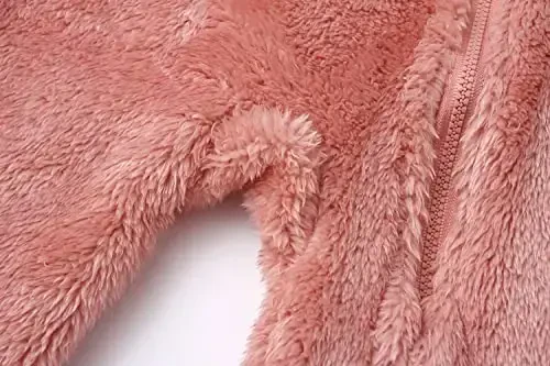 Baby Fluffy Jumpsuit Hooded Fleece Rompers Uzun Yengli Fermuarlı Kombinezon - 6