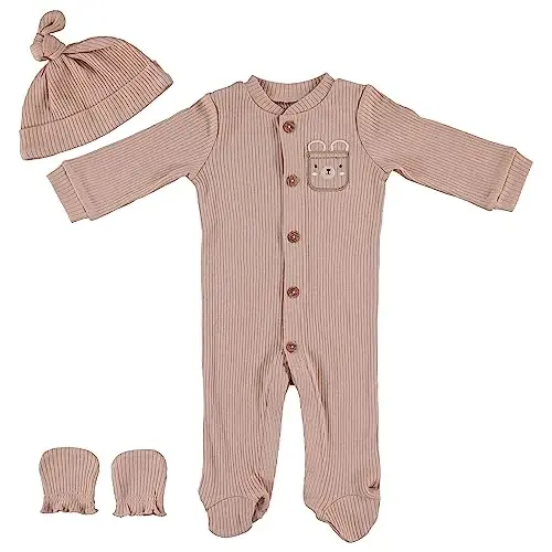 Baby Gear Baby Boys' Baby Clothes Matching Hat and Mittens Pajama Set for Sleep and Play - 1