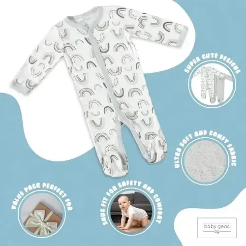 Baby Gear Boys' Baby Clothes Matching Hat and Mittens Pajama Set for Sleep and Play - 3