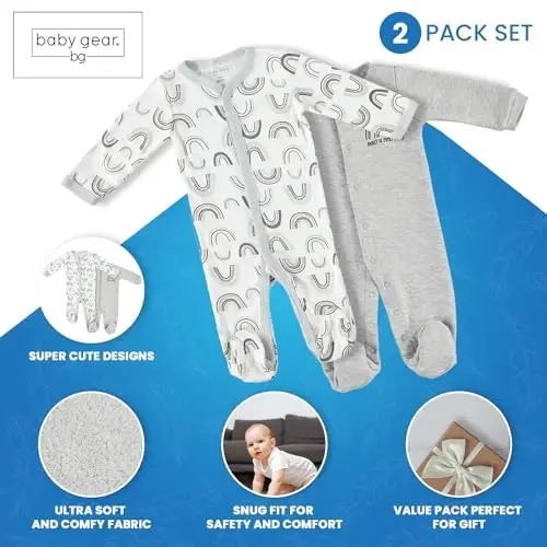 Baby Gear Boys' Baby Clothes Matching Hat and Mittens Pajama Set for Sleep and Play - 4