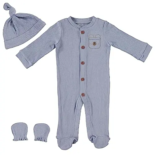 Baby Gear Boys' Baby Clothes Matching Hat and Mittens Pajama Set for Sleep and Play 