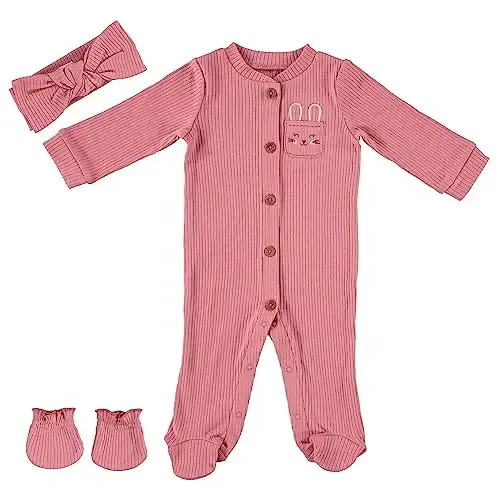Baby Gear Boys' Baby Clothes Matching Hat and Mittens Pajama Set for Sleep and Play 