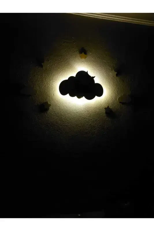 Baby Gift Wooden Name Cloud Night Light LED Lighting Newborn Gift-Yellow - 4