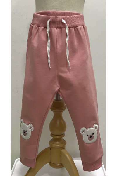 Baby Girl Bear Appliqued Sweatpants - 1