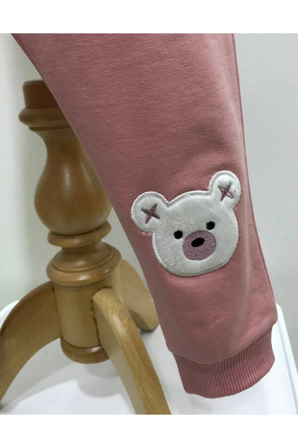 Baby Girl Bear Appliqued Sweatpants - 3