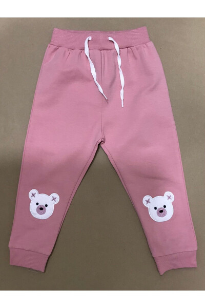 Baby Girl Bear Appliqued Sweatpants - 4