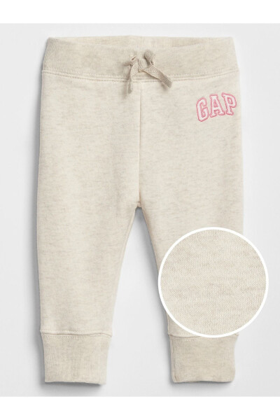 Baby Girl Beige Logo Sweatpants - 2