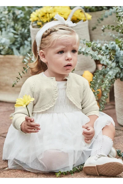 Baby Girl Beige Mercerized Bolero 00306-051 - MAYORAL