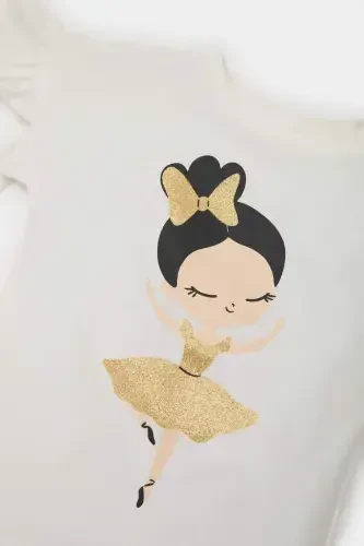 Baby Girl Bicycle Collar Ballerina Printed Short Sleeve - DEFACTO (1)