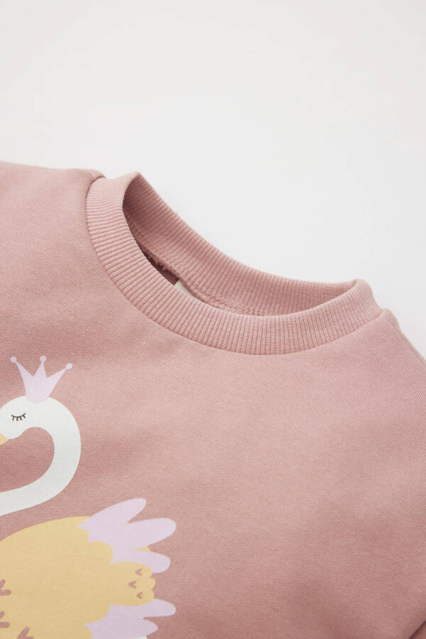 Baby Girl Bicycle Neck Swan Printed Sweatshirt - 2