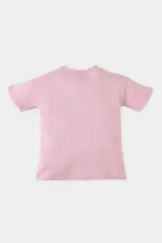 Baby Girl Bicycle Round Neck Ribbon Printed Short Sleeve - 3