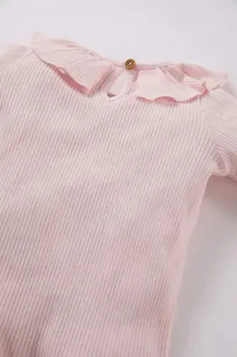 Baby Girl Big Collar Ribbed Knit Long Sleeve T-shirt - Defacto (1)