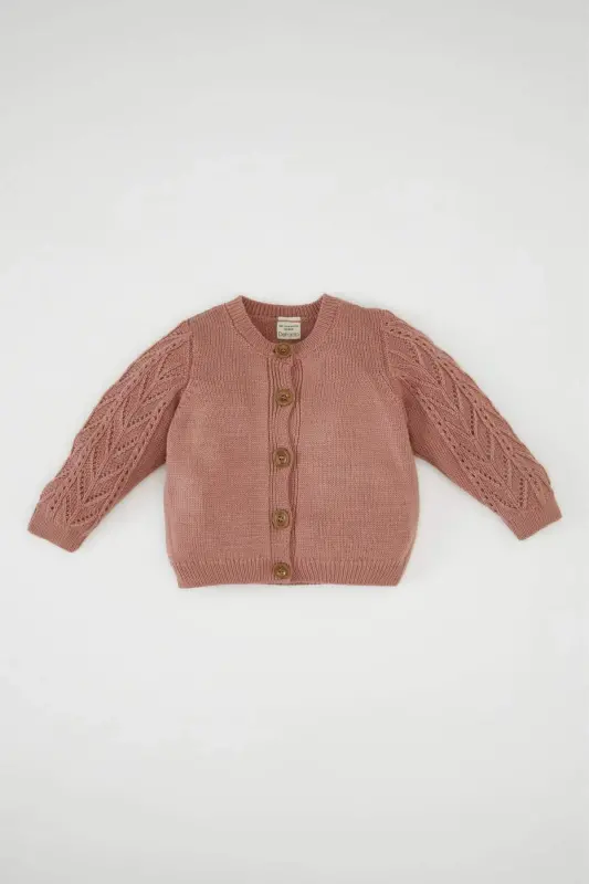 Baby Girl Bike Collar Button Cardigan C7905A524AU - DEFACTO
