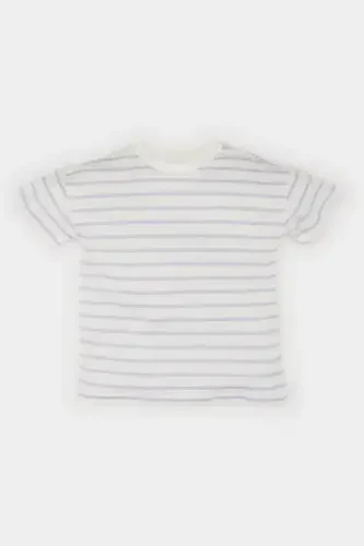 Baby Girl Bike Collar Striped Short Sleeve T-Shirt - 1