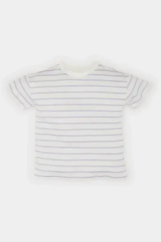 Baby Girl Bike Collar Striped Short Sleeve T-Shirt - 1