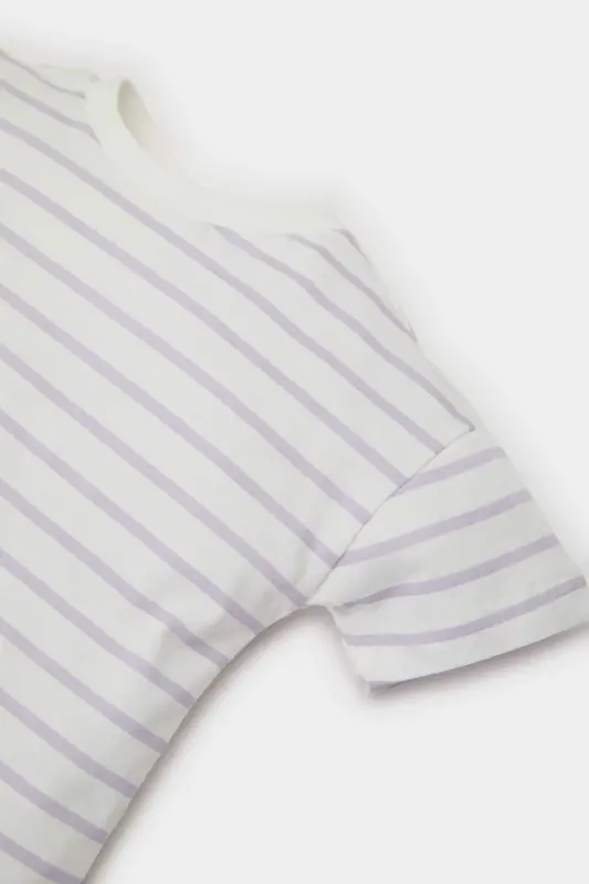 Baby Girl Bike Collar Striped Short Sleeve T-Shirt - 2