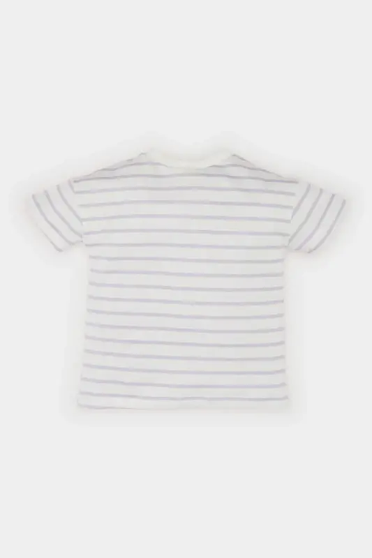 Baby Girl Bike Collar Striped Short Sleeve T-Shirt - 3