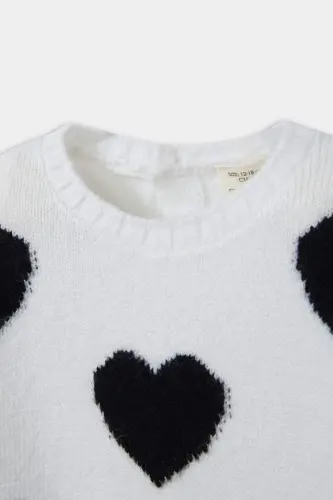 Baby Girl Bike Neck Heart Patterned Sweater C8095a5bg744mc - DEFACTO (1)