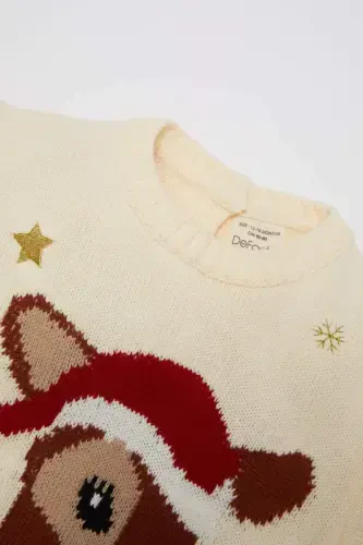 Baby Girl Bike Neck Patterned Sweater C8418A524WN - 3