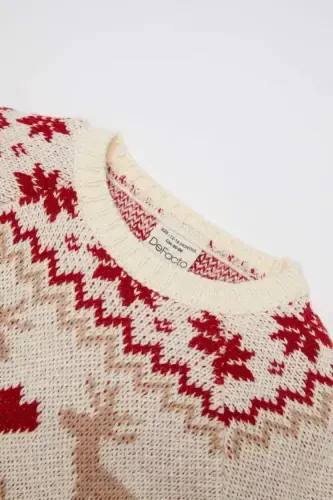 Baby Girl Bike Neck Patterned Sweater C8437a5bg744mc - 3