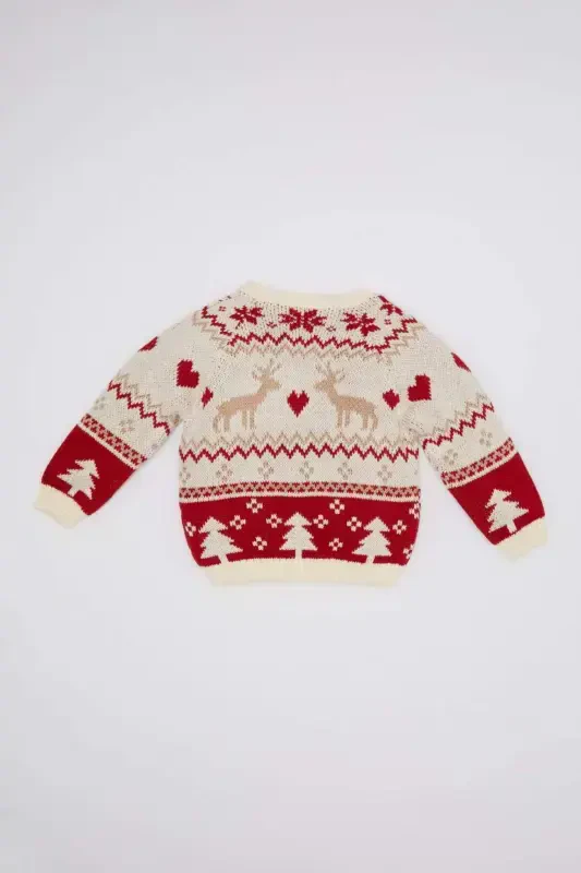 Baby Girl Bike Neck Patterned Sweater C8437a5bg744mc - 5