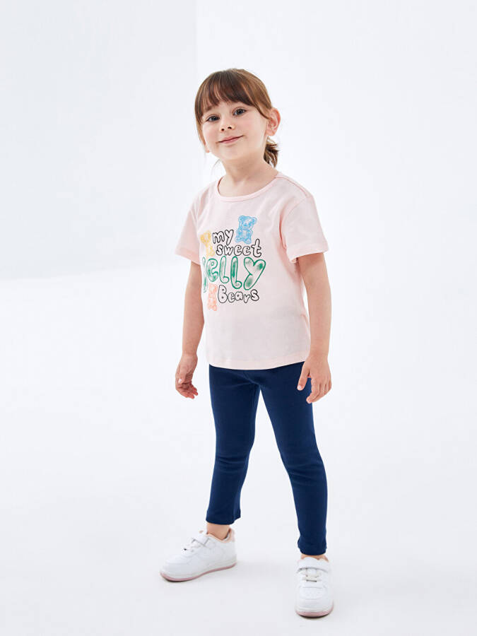 Baby Girl Bike Neck Short Sleeve Printed T-Shirt and Leggings 2 Piece Set - 11