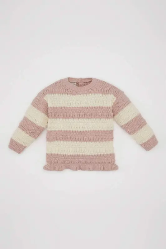Baby Girl Bike Neck Striped Sweater C8088A524AU - DEFACTO