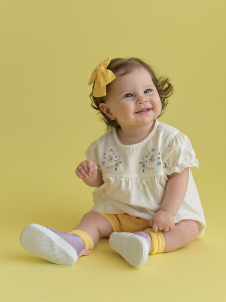 Baby Girl Blouse and Shorts 2-Piece Set with Bicycle Collar Embroidery - 18