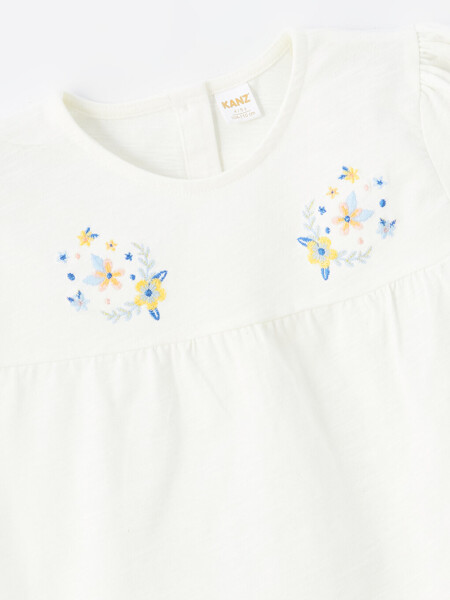 Baby Girl Blouse and Shorts 2-Piece Set with Bicycle Collar Embroidery - 30