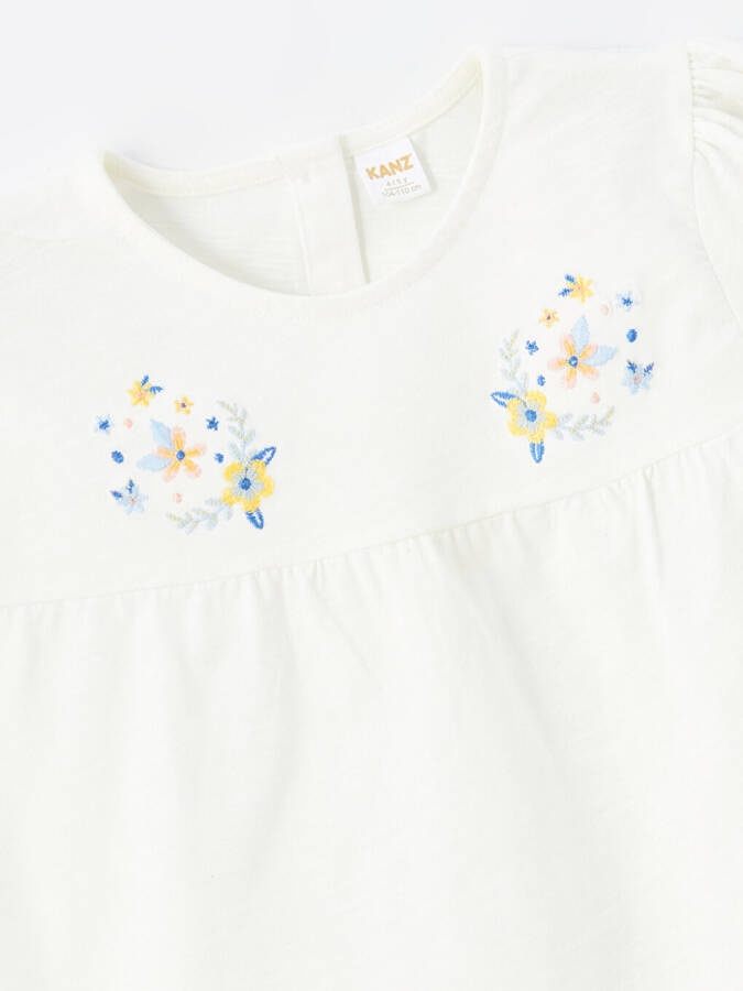 Baby Girl Blouse and Shorts 2-Piece Set with Bicycle Collar Embroidery - 30