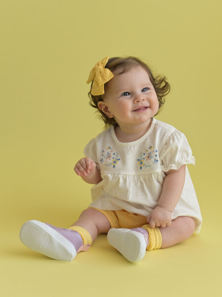 Baby Girl Blouse and Shorts 2-Piece Set with Bicycle Collar Embroidery - 6